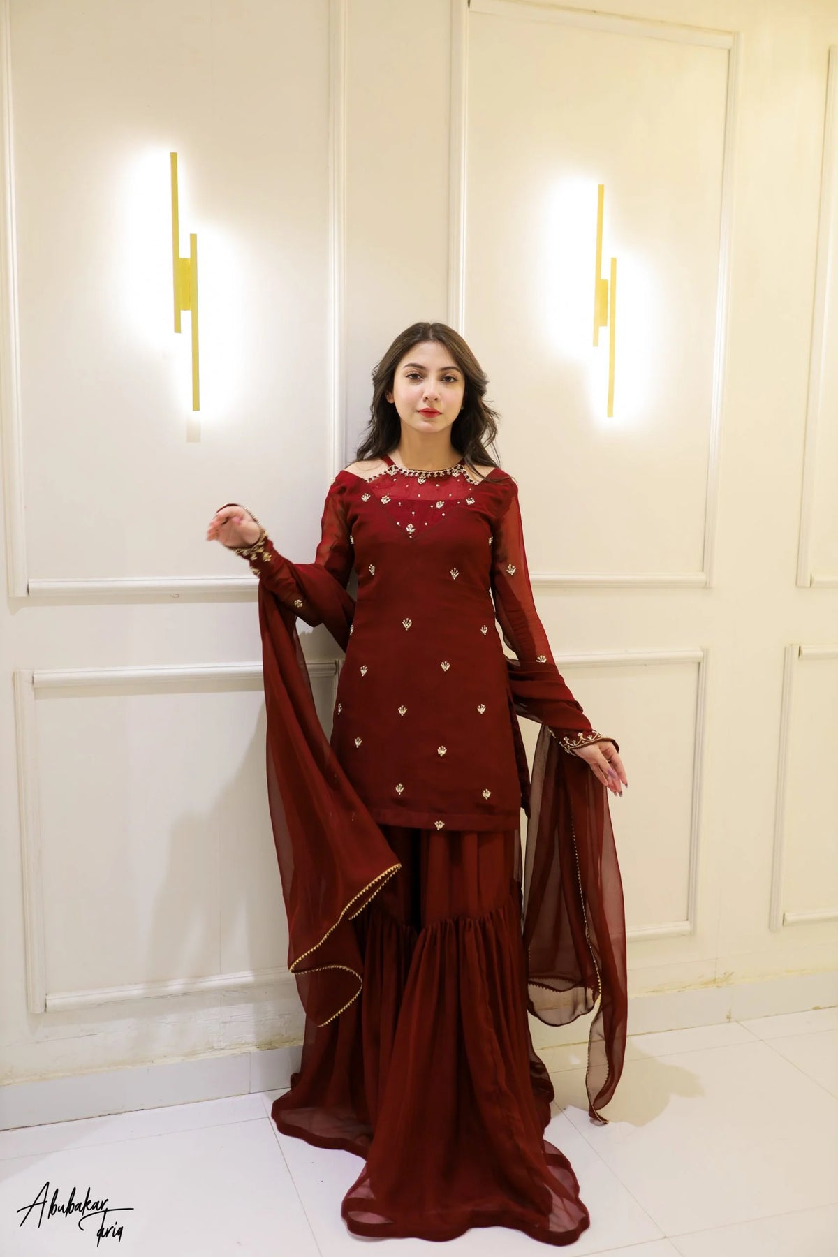 LJ-MAROON GHARARA