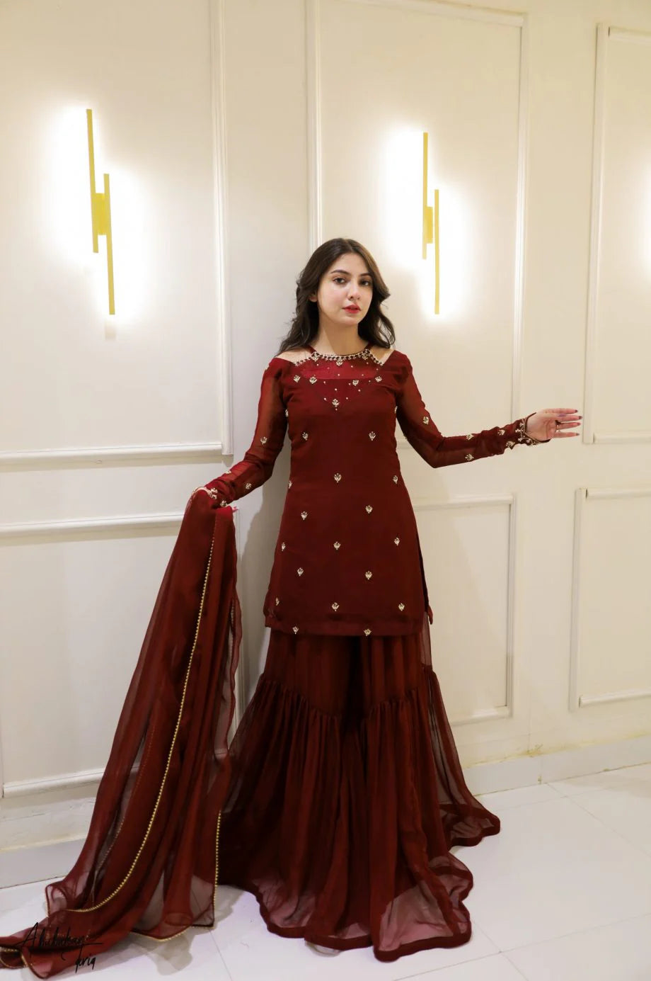 LJ-MAROON GHARARA